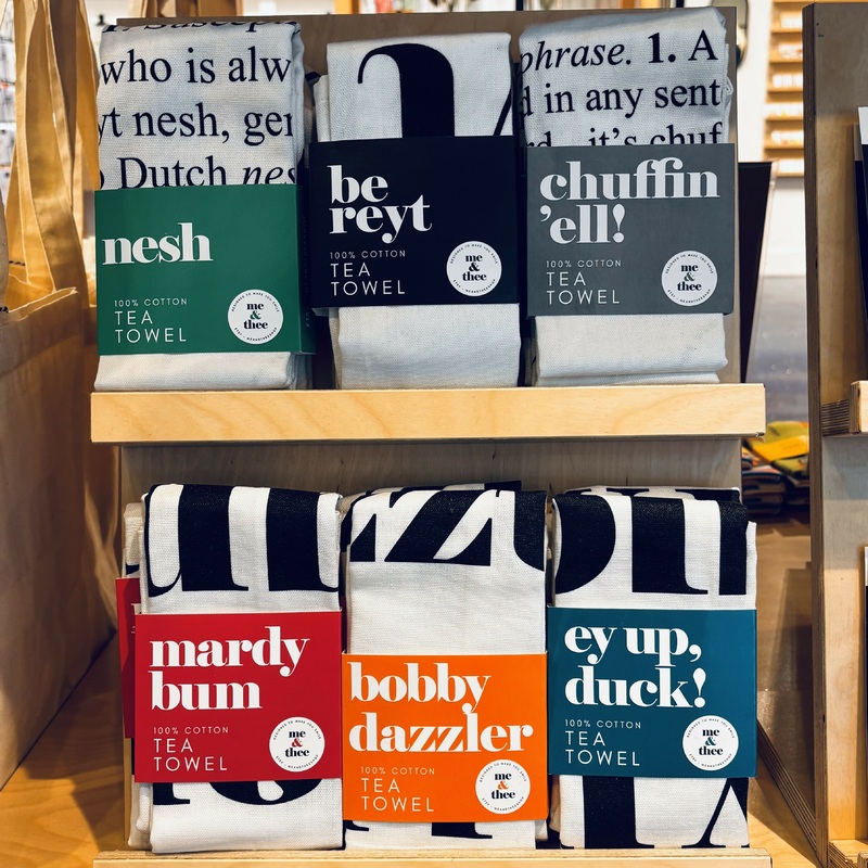 Yorkshire Sayings Tea Towel|Be Reyt Design|Mardy Bum Design|Bobby Dazzler Design|Ey Up Duck Design|Chuffin Ell Design|Nesh Design|Buggerlugs Design