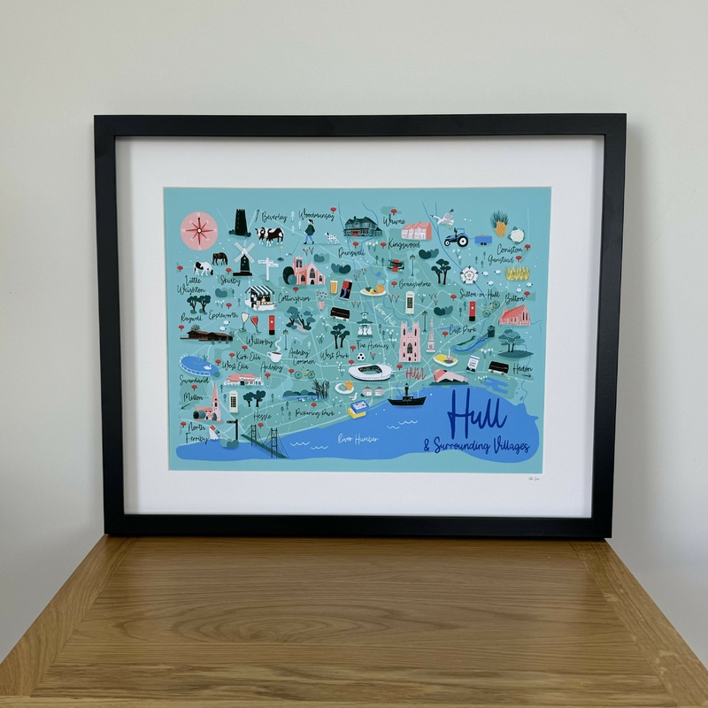 A3 Framed Hull and Surrounding Areas Art Print