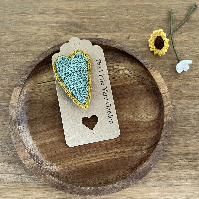Crochet Heart Brooch Pin