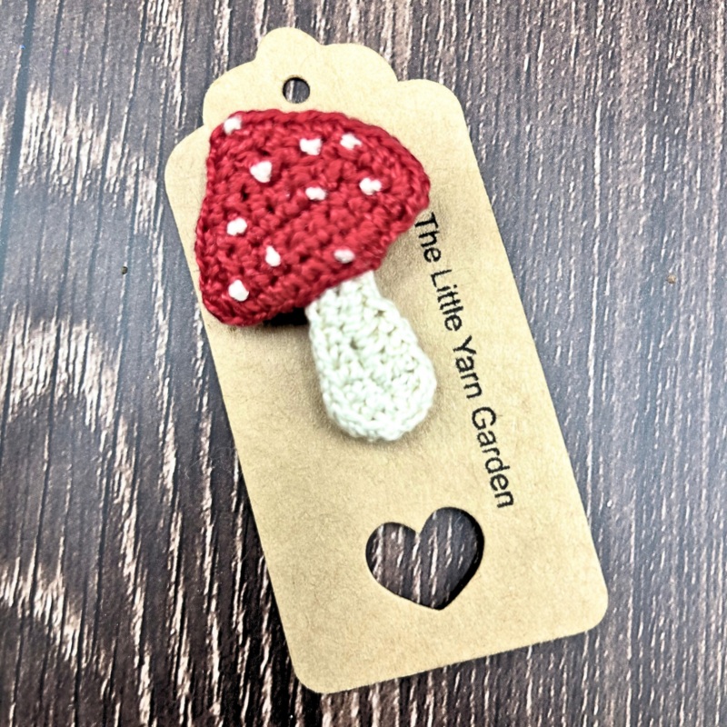 Crochet Toadstool Brooch Pin