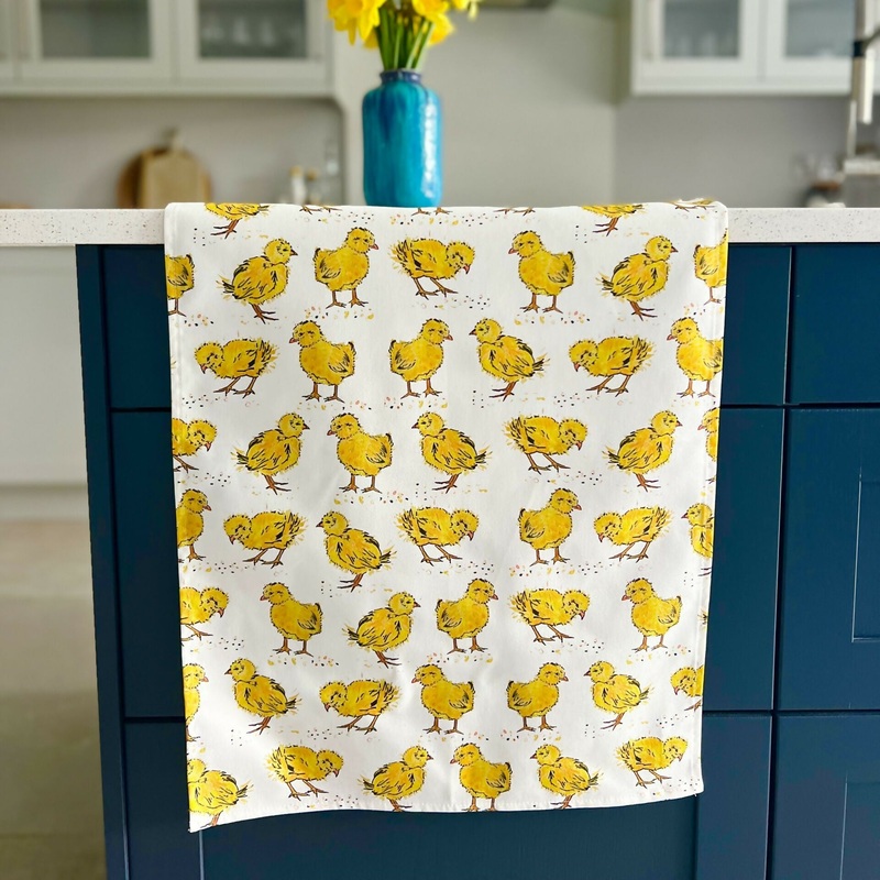 Easter Chicks Organic Cotton Tea Towel