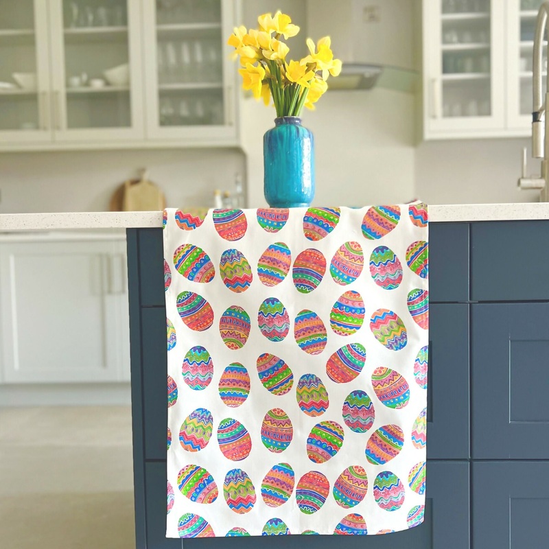 Easter Eggs Organic Cotton Tea Towel