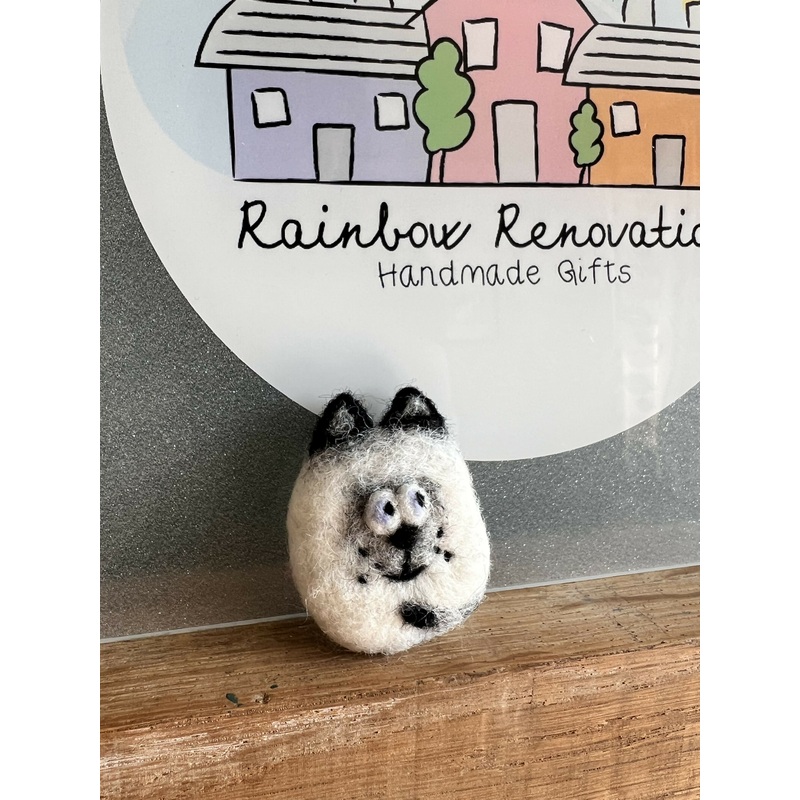 Felted Cat Magnet|White|Grey|Black