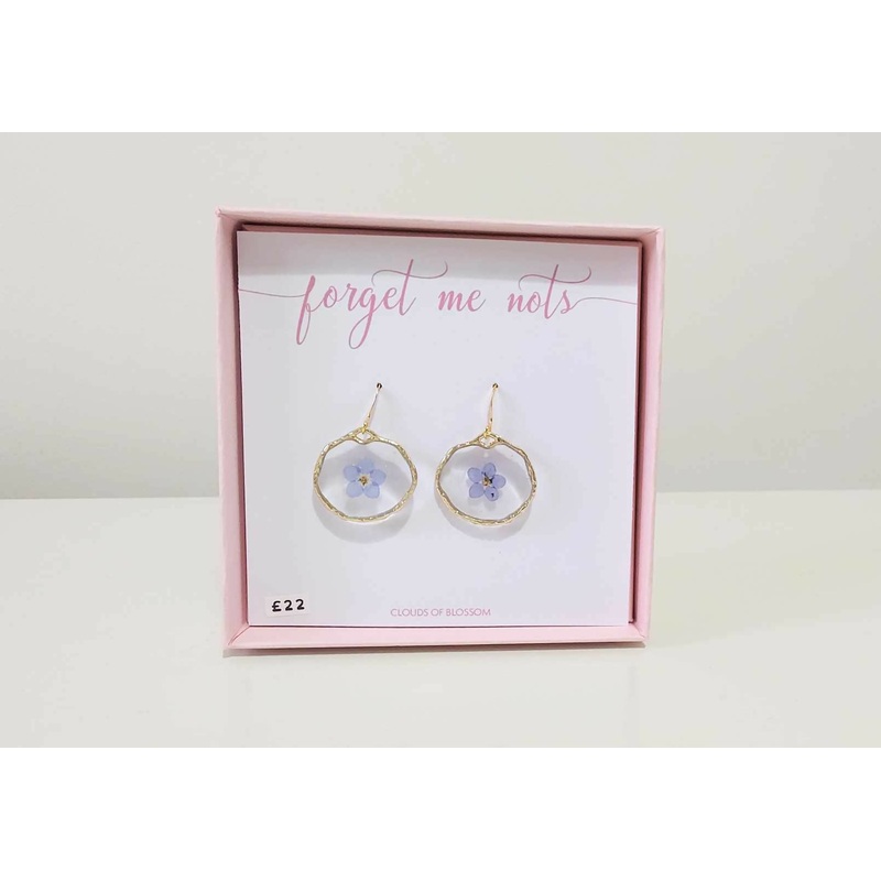 Forget Me Not Gold Plated Hammered Metal Earrings