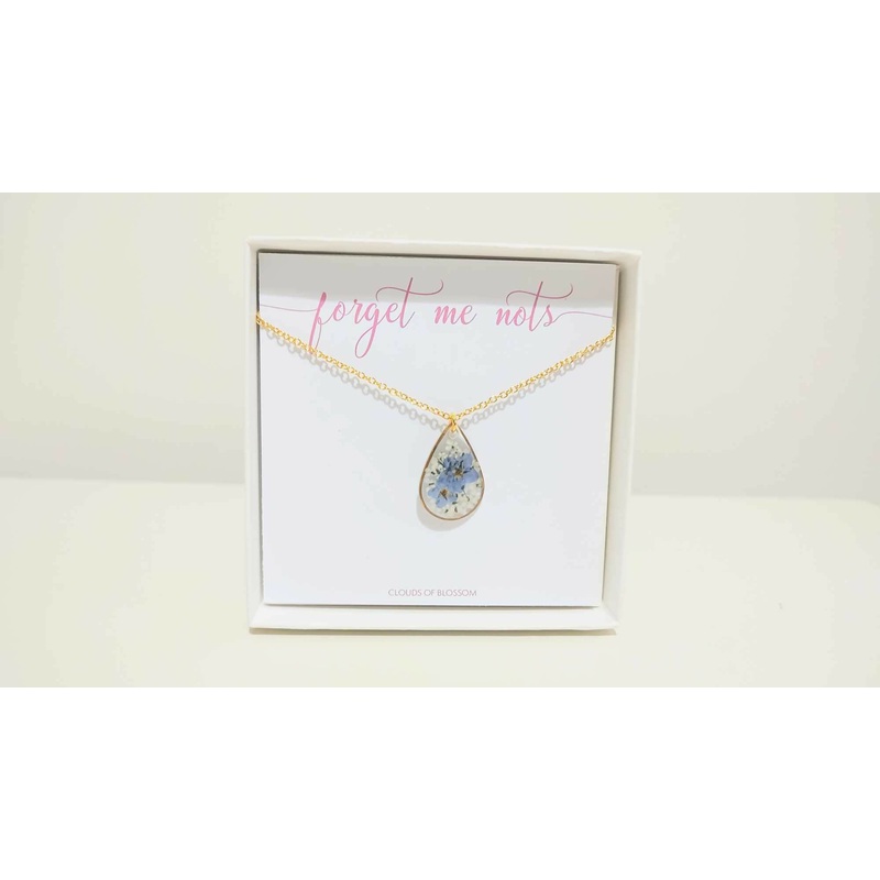 Forget Me Not Gold Plated Teardrop Necklace