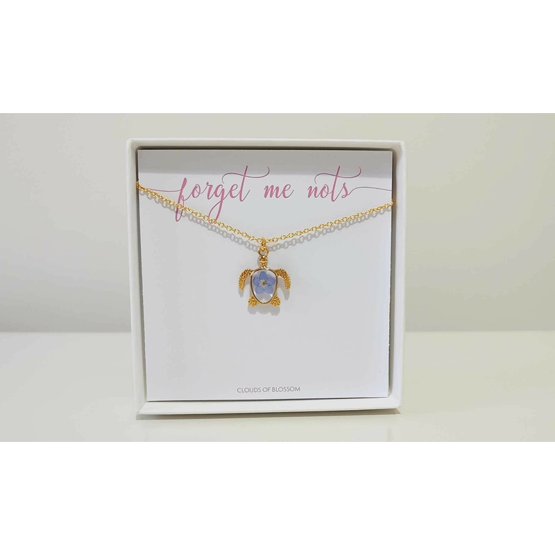 Forget Me Not Gold Plated Turtle Necklace
