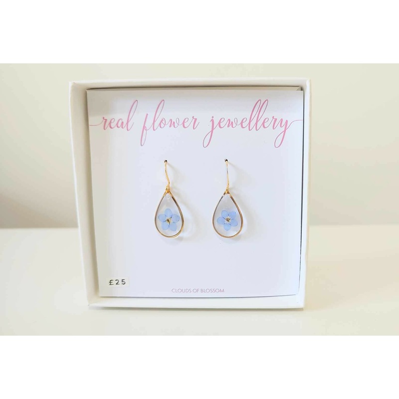 Forget Me Not Teardrop Gold Plated Earrings
