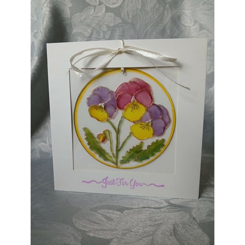 Hand Painted Glass Suncatcher Card/Gift