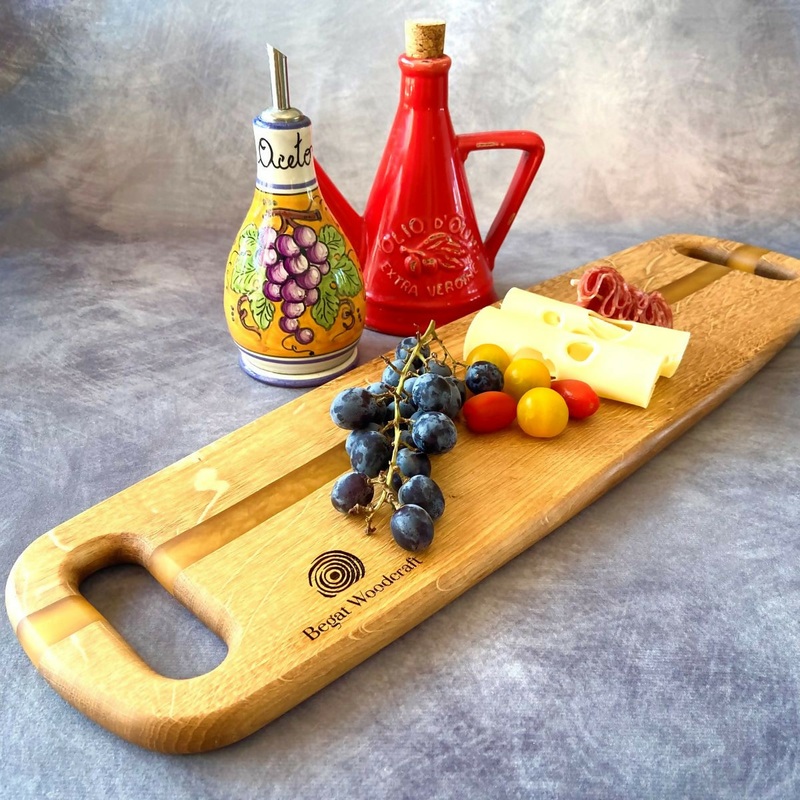 Handcrafted English Oak Large Charcuterie Board with Resin River Design