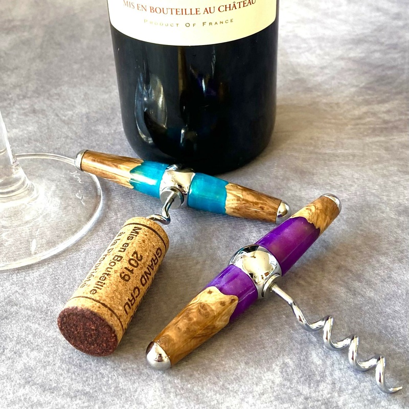 Handmade Mallee Burr and Resin Corkscrew