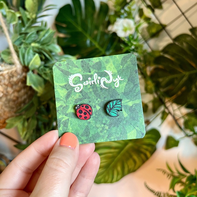 Ladybird Wooden Earrings