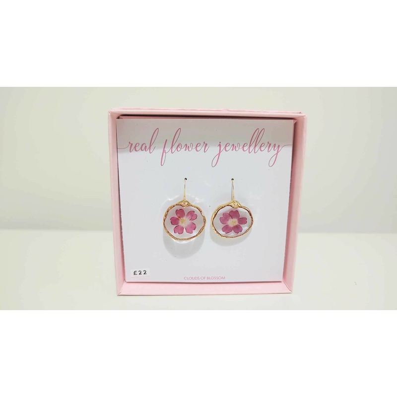 Red Flower Gold Plated Earrings