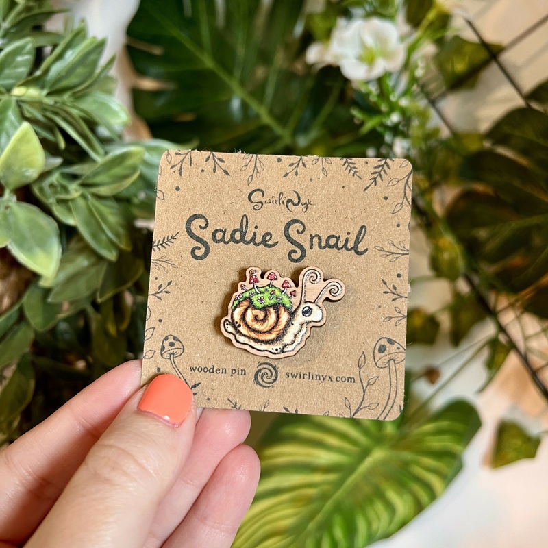 Sadie the Snail Wooden Pin