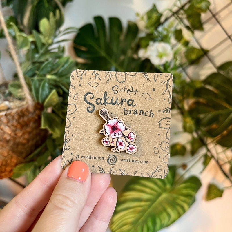 Sakura Branch Wooden Pin
