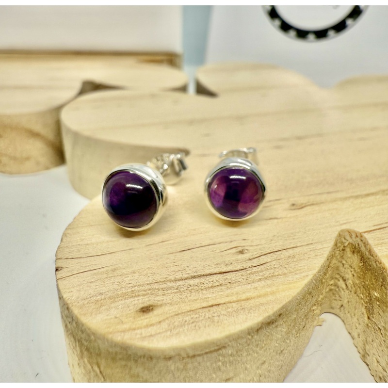 Amethyst Round Stud Earrings