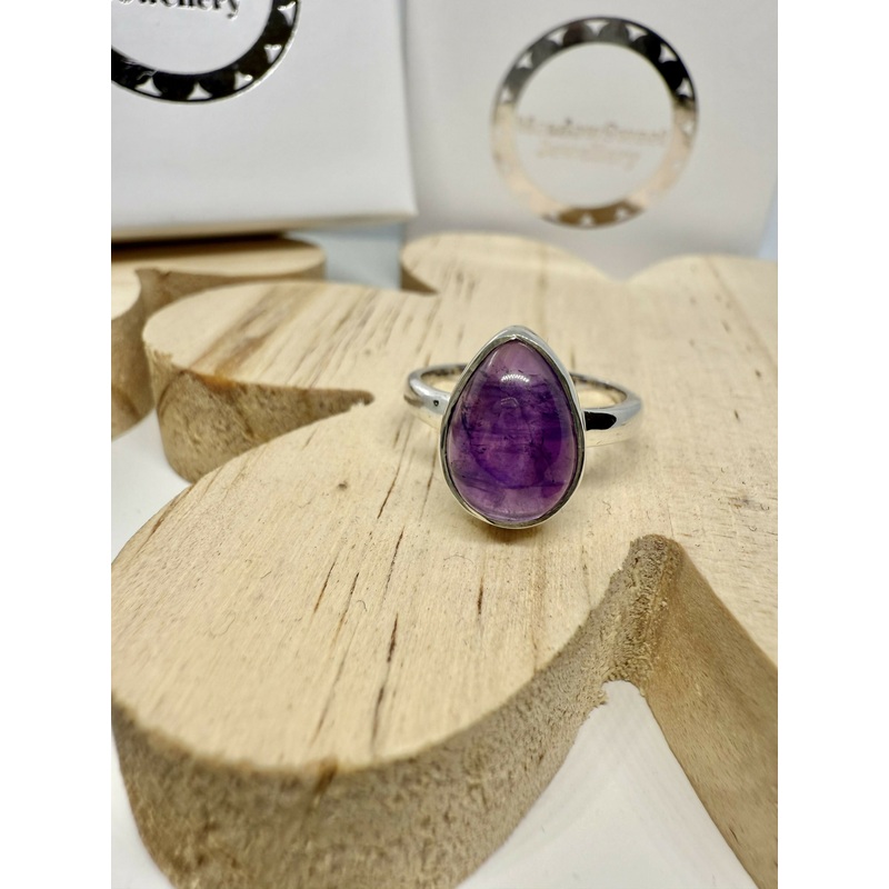 Amethyst Teardrop Ring Size L
