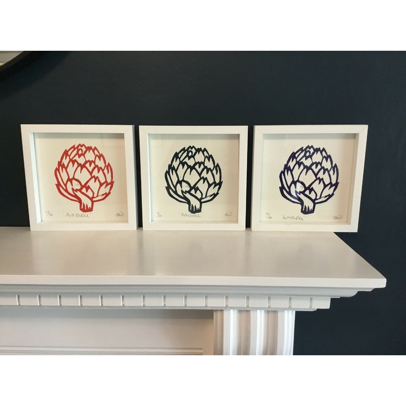Artichoke Print Framed Lino Cut Print