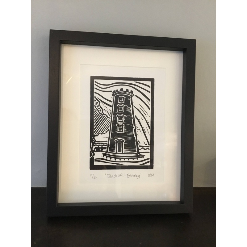 Black Mill – Beverley Framed Lino Cut Print