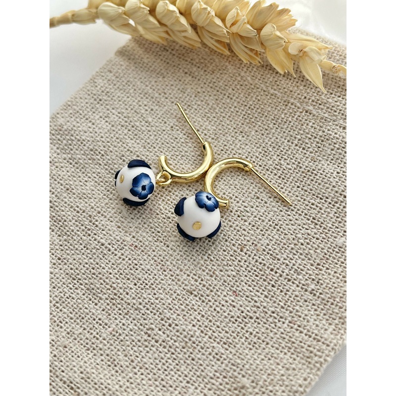 Blue China No. 9 – Handmade Polymer Clay Earrings