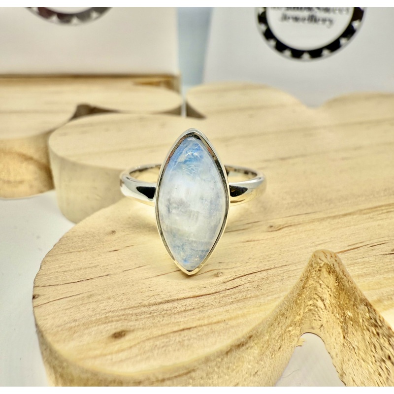 Blue Moonstone Ring Size P 1/2