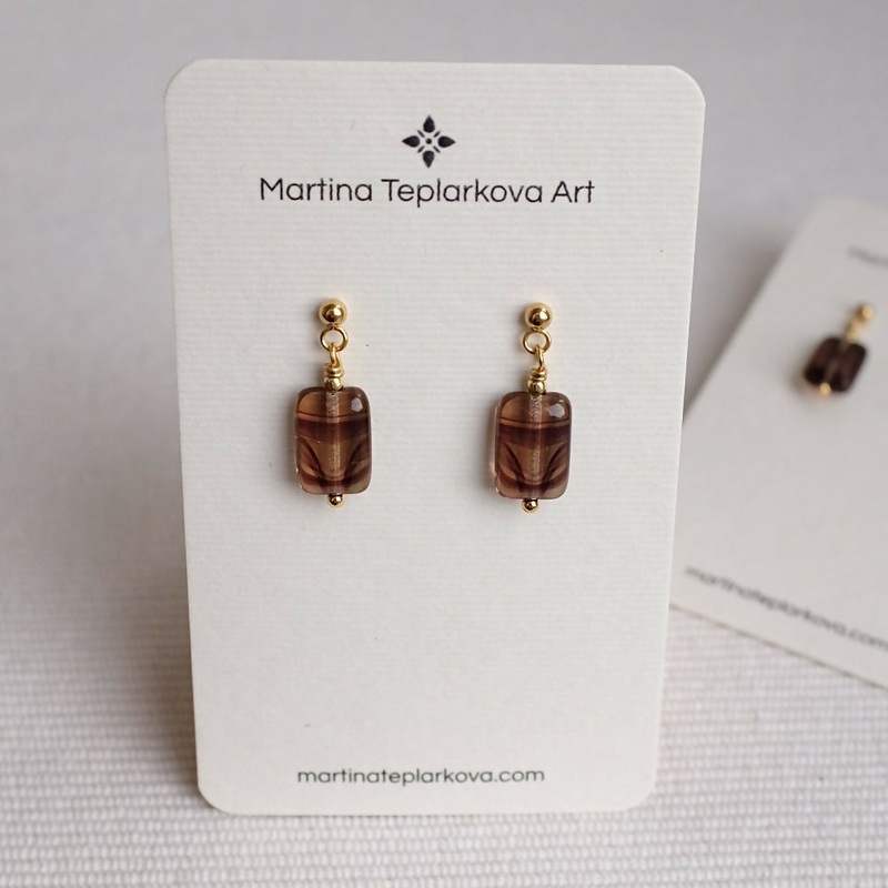 Brown Rectangle Earrings