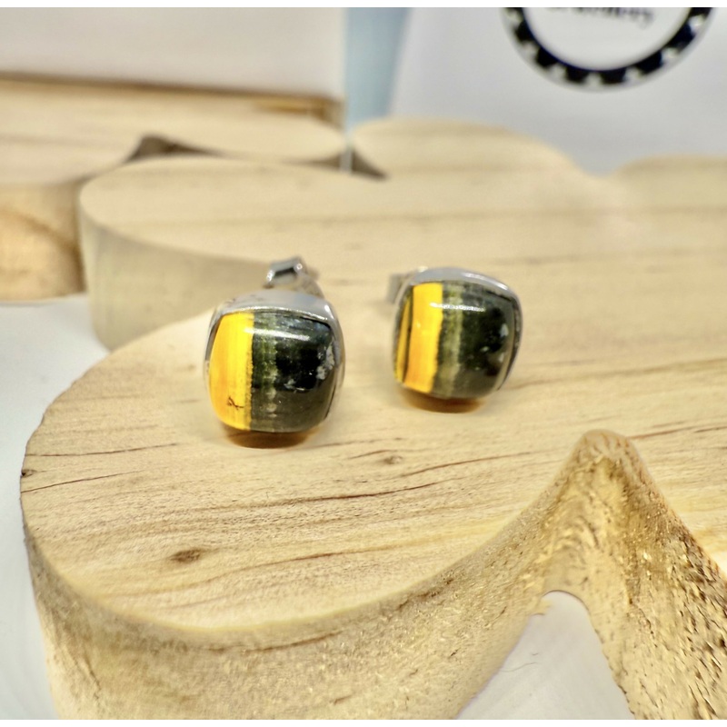 Bumblebee Jasper Square Shaped Earrings