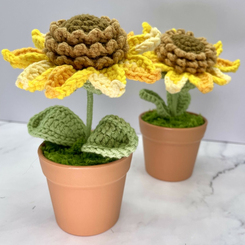Crochet Luxury Medium Sunflower In Plant Pot