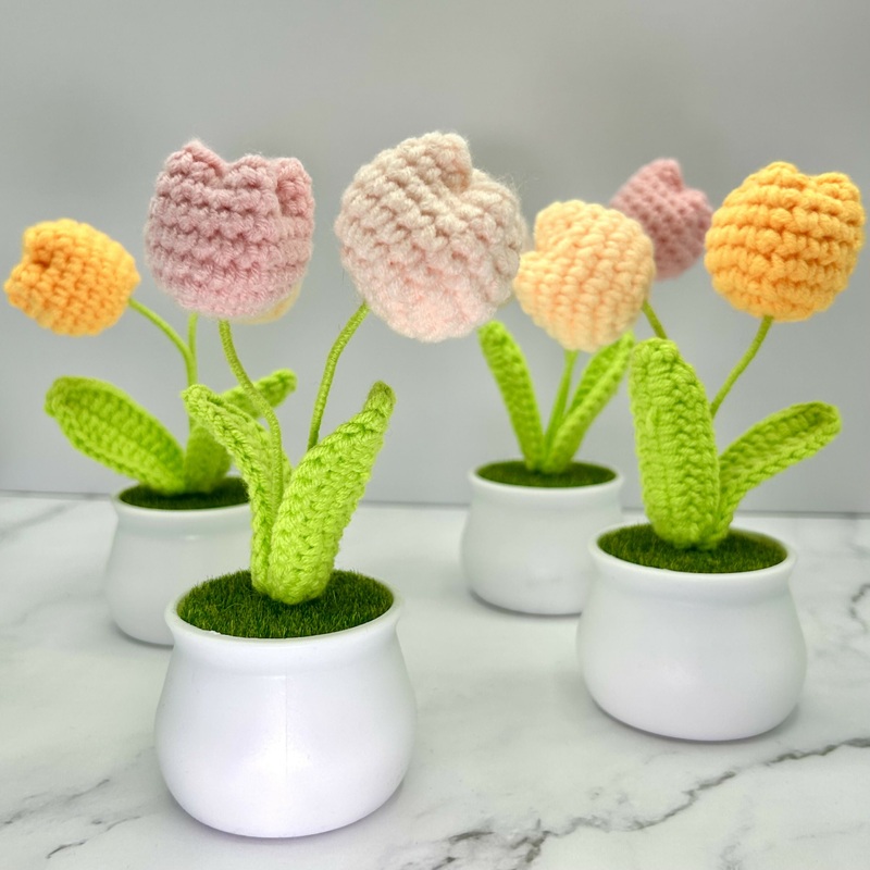 Crochet Tulip Flower In Pot|Pastel Pinks|Pastel Oranges|Purples