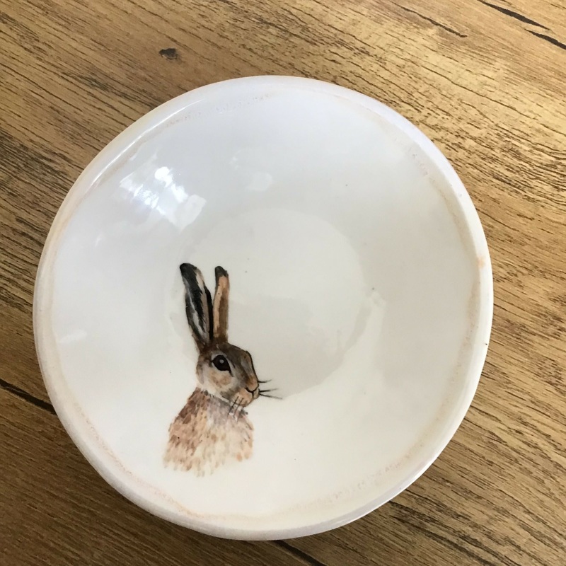 Handpainted Porcelain Dish|Hare dish|Badger dish