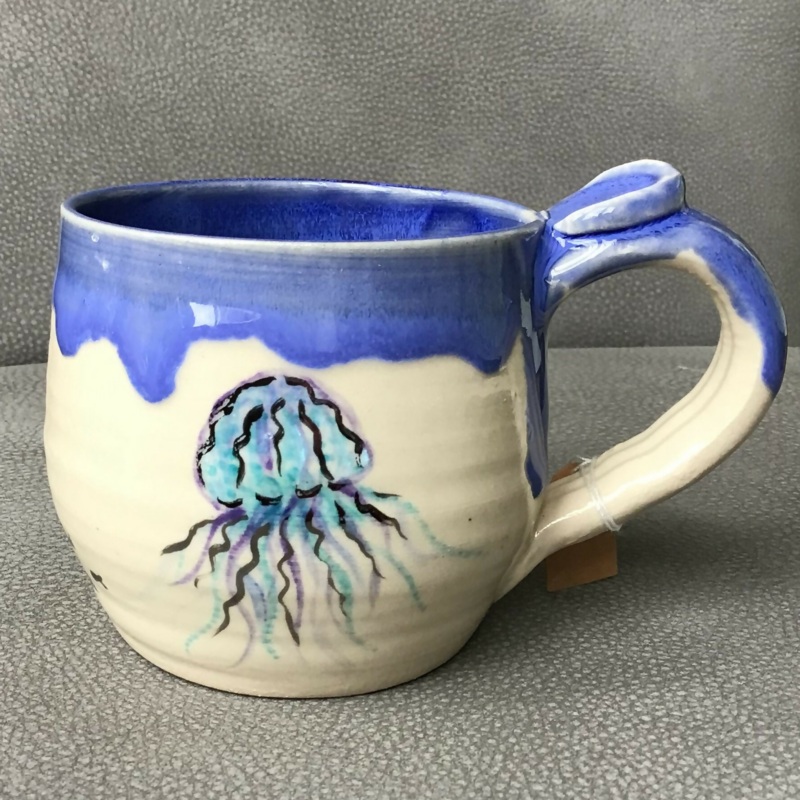 Handpainted Sealife Mug|Jellyfish Mug (Double Sided Design)|Whale Mug