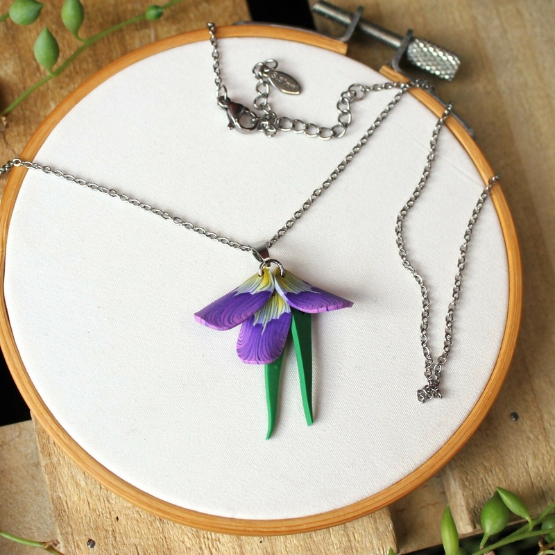 Iris Lavender Bounty Clay Necklace