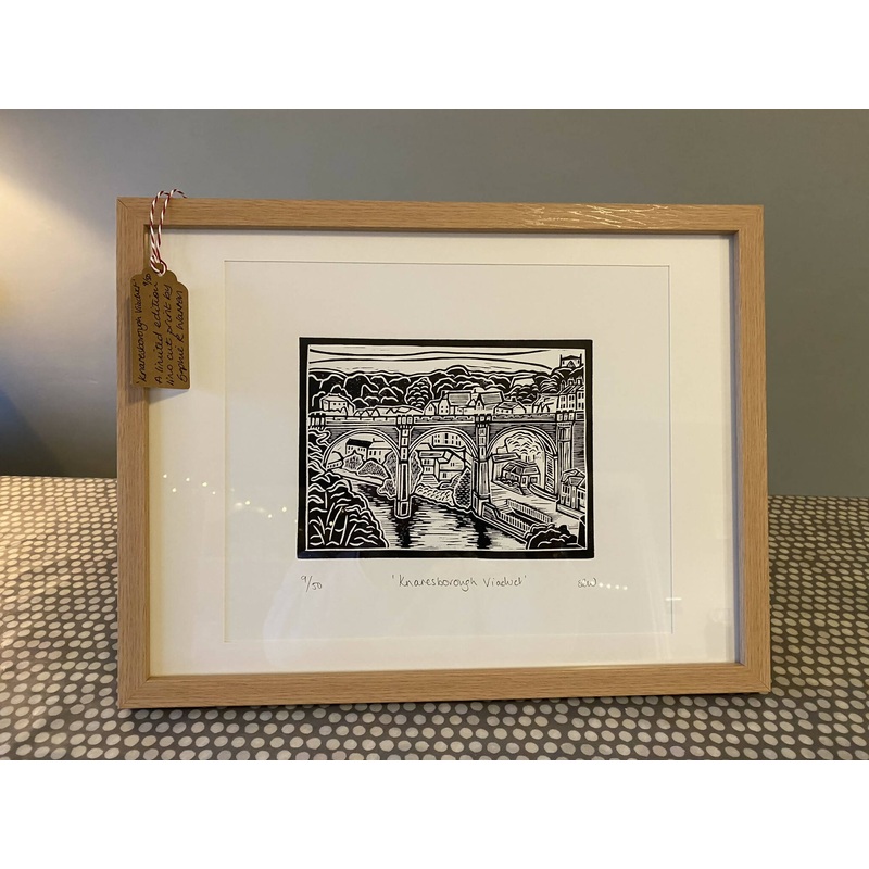 Knaresborough Viaduct Framed Lino Cut Print