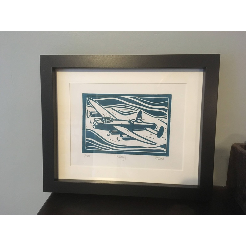 Lancaster Bomber Framed Lino Cut Print