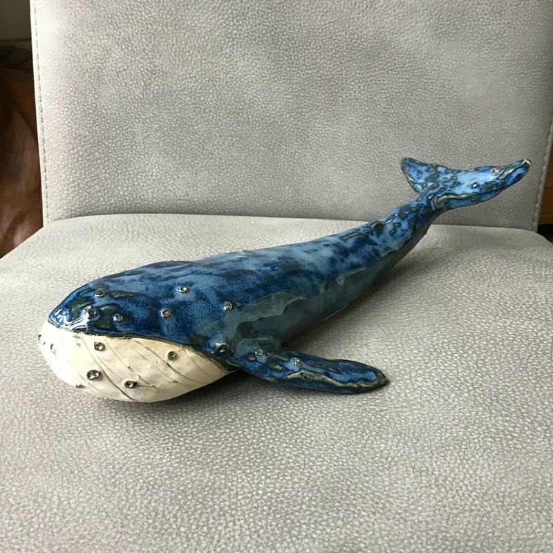 Large Ceramic Whale With Platinum Detail