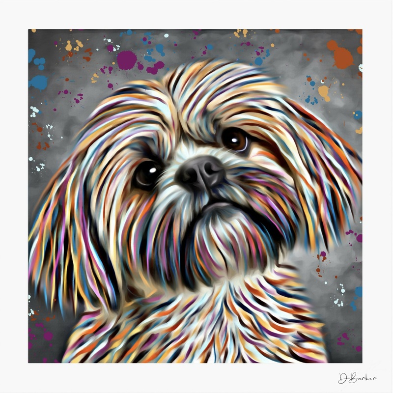 LHASA APSO DOG COLOUR SPLASH MOUNTED ARTWORK