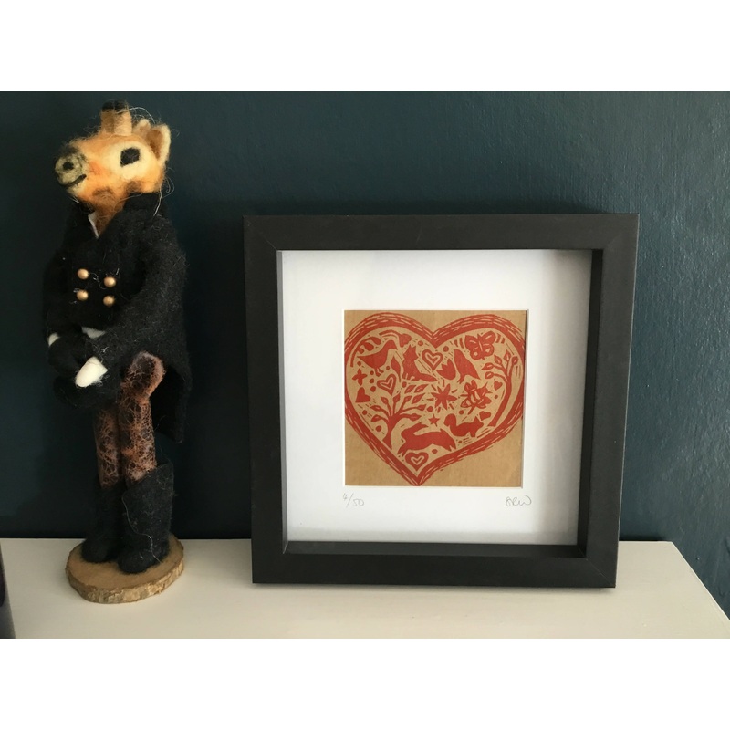 Love Nature Framed Lino Cut Print