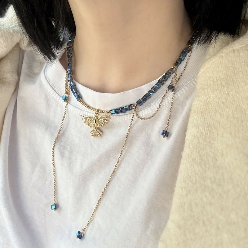 Phoenix Necklace|Royal Blue crystal|Pink crystal