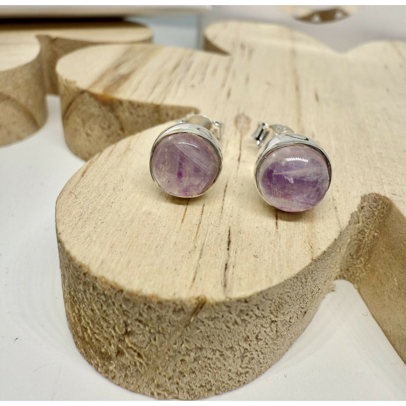 Pink Moonstone Round Earrings