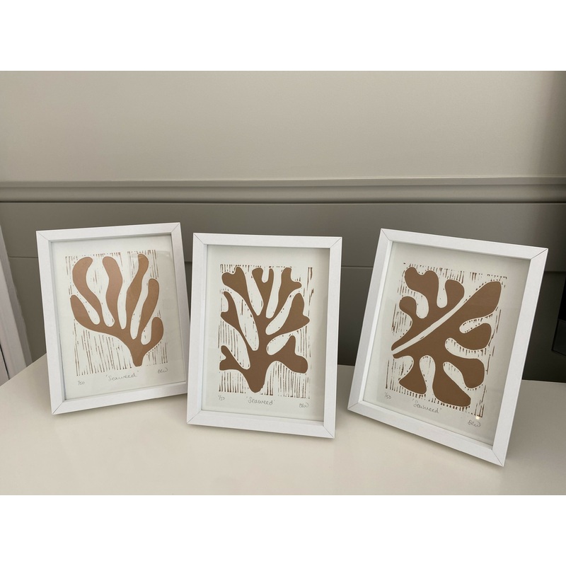 Seaweed  Framed Lino Cut Print