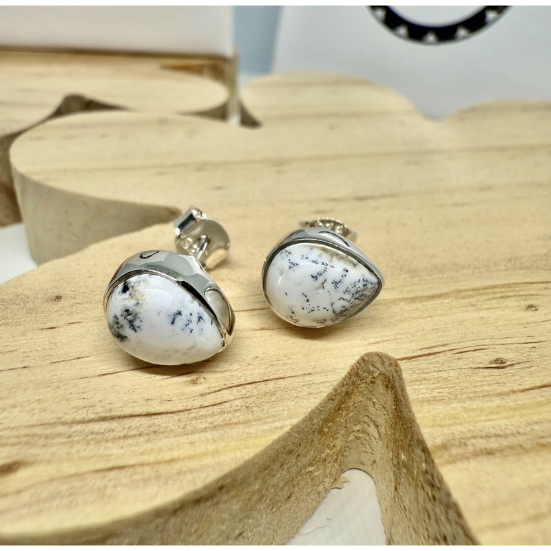 Teardrop Merlinite Stud Earrings