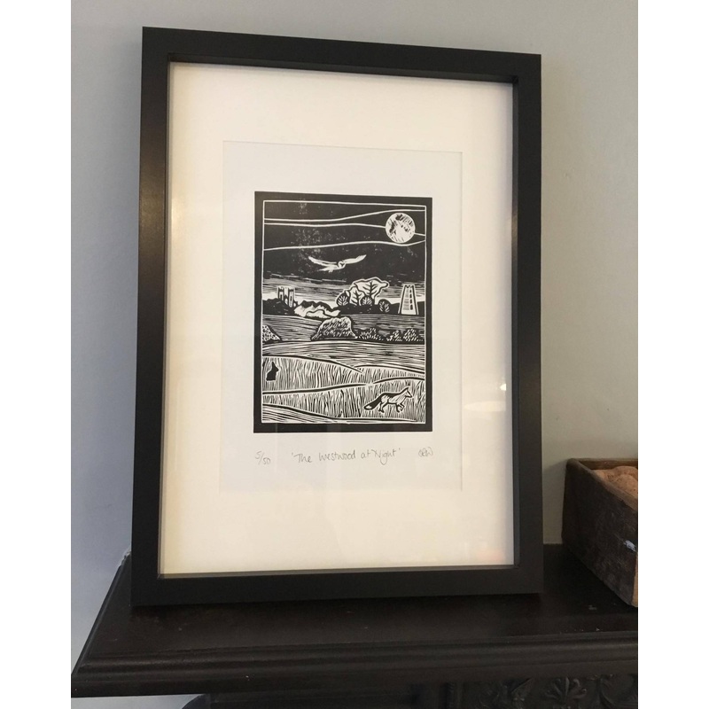 The Westwood at Night Framed Lino Cut Print