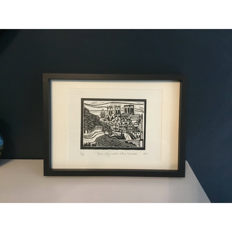 York City Walls to The Minster Framed Lino Cut Print