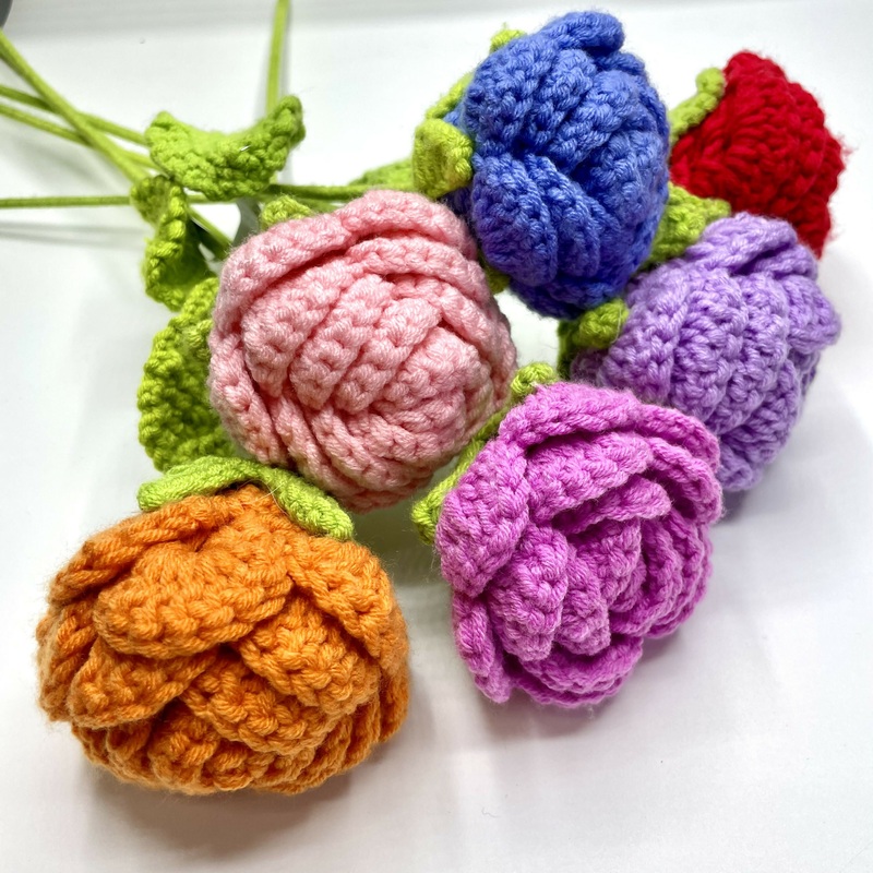 Bold Crochet Rose Buds|Blue|Baby Pink|Lilac|Red|Burnt Orange|Magenta