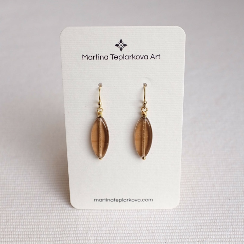 Brown Oval Translucent Earrings