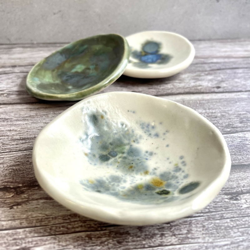 Ceramic Trinket Dishes  Ocean-Inspired Glazes Small Catchall Bowls