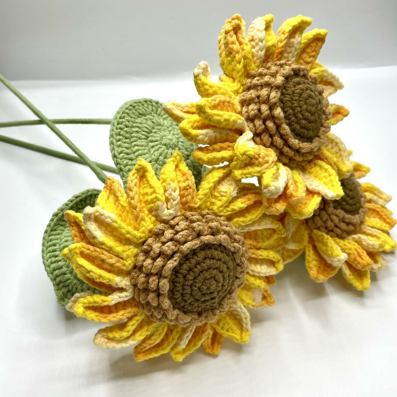 Crochet Luxury Sunflower Stem|Yellow|Ombre Orange Tones