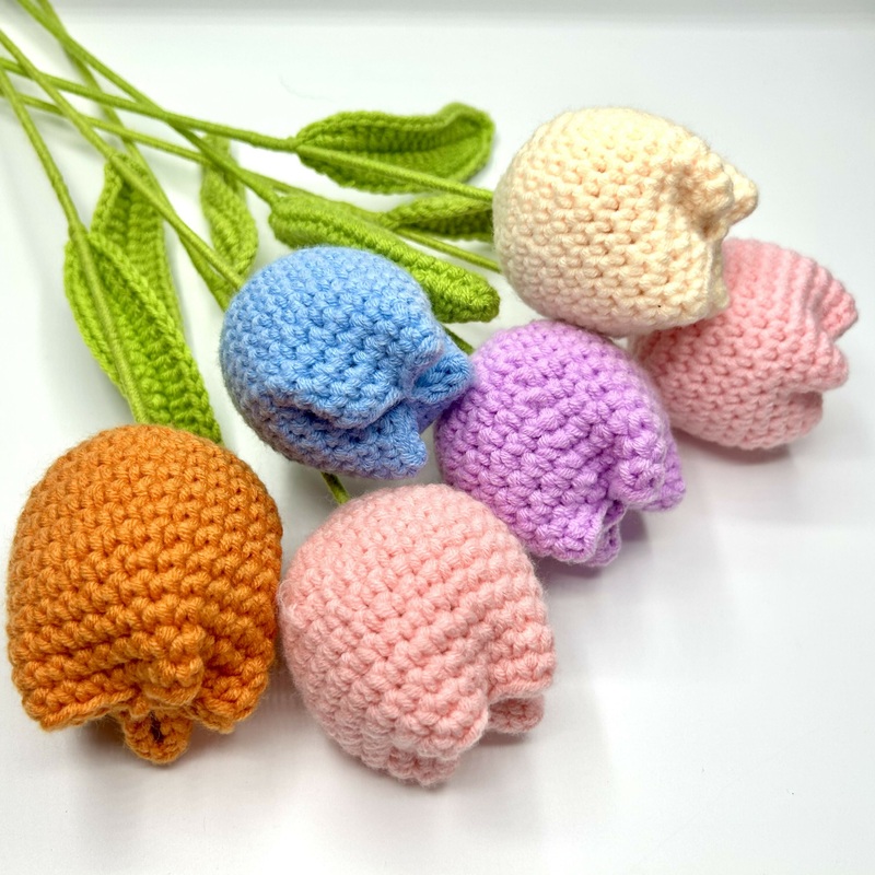 Crochet Tulip Blooms|Blue|Petal Pink|Lilac|Burnt Orange|Vanilla|Magenta