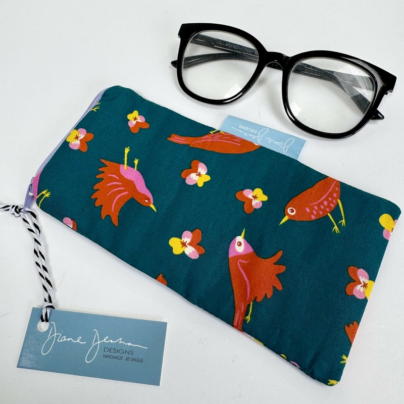 Glasses Case – Teal Birds