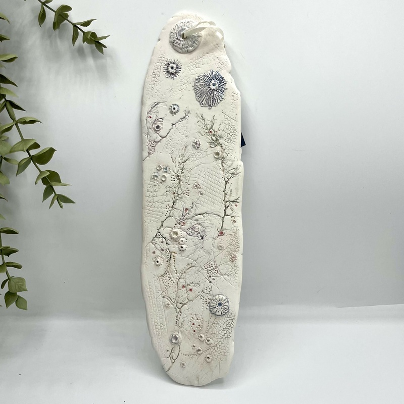 Handcrafted Ceramic Wall Panel  Wild Garden Relief in white stoneware