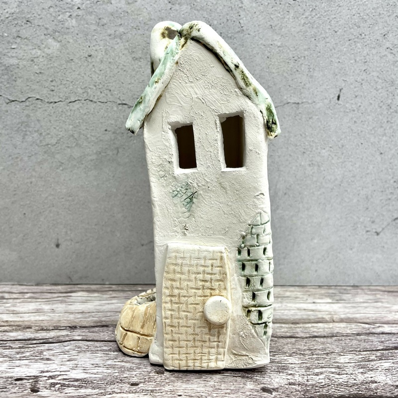 Handmade Ceramic Cottage Sculpture  Whimsical Fairy House
